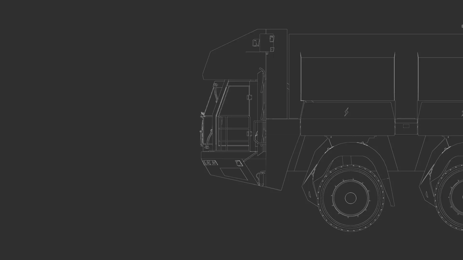 Technical blueprint of an ETF mining truck